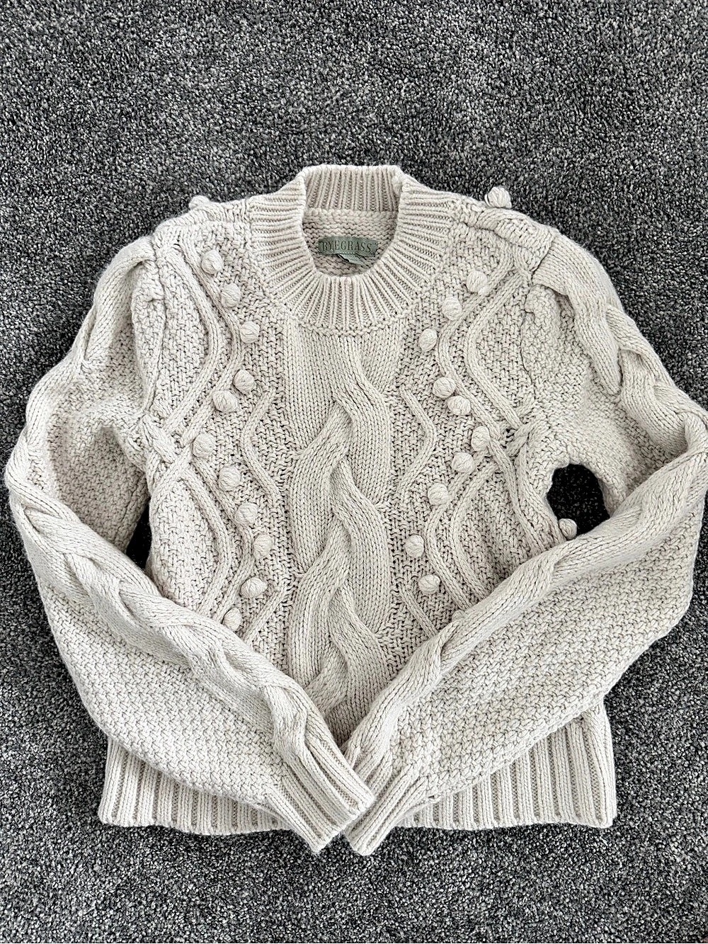 Ryegrass Cable Knit Sweater in Cream XS Like New